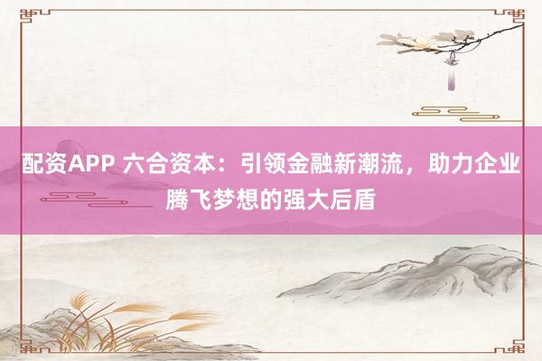 配资APP 六合资本：引领金融新潮流，助力企业腾飞梦想的强大后盾