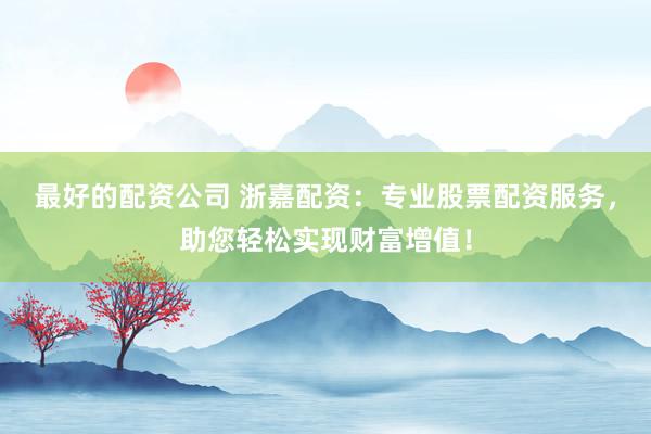 最好的配资公司 浙嘉配资：专业股票配资服务，助您轻松实现财富增值！