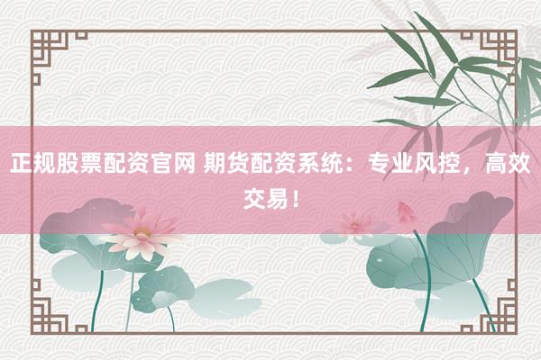 正规股票配资官网 期货配资系统：专业风控，高效交易！