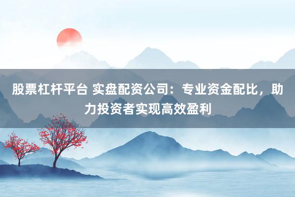 股票杠杆平台 实盘配资公司：专业资金配比，助力投资者实现高效盈利