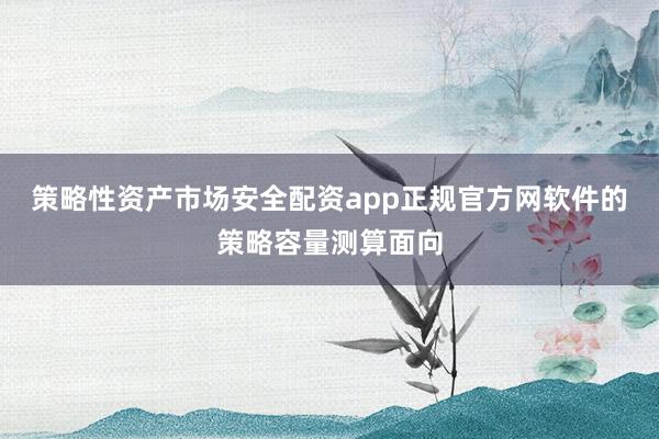 策略性资产市场安全配资app正规官方网软件的策略容量测算面向