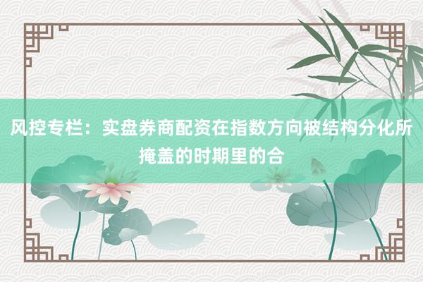 风控专栏：实盘券商配资在指数方向被结构分化所掩盖的时期里的合