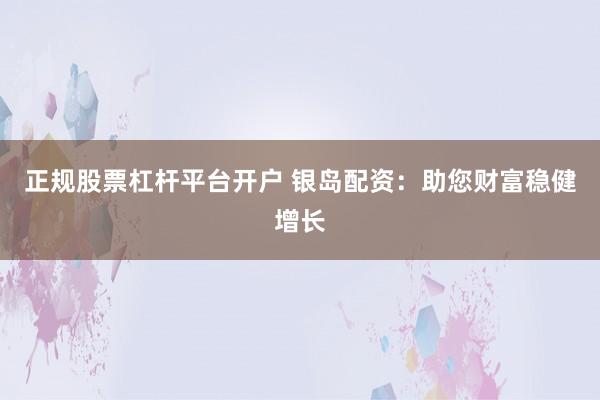 正规股票杠杆平台开户 银岛配资：助您财富稳健增长