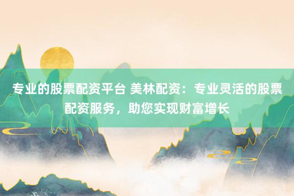 专业的股票配资平台 美林配资：专业灵活的股票配资服务，助您实现财富增长